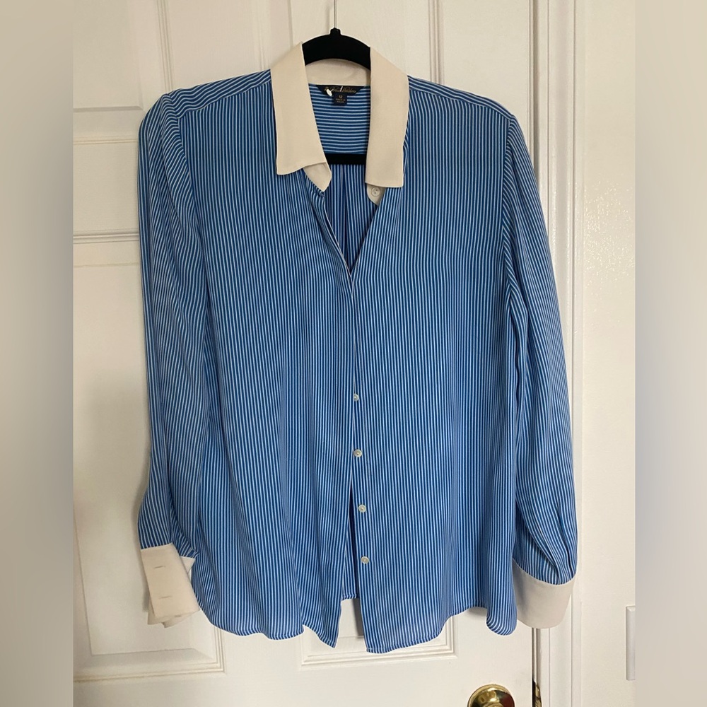 Brooks Brothers 100% Silk Blue and White Striped Shirt